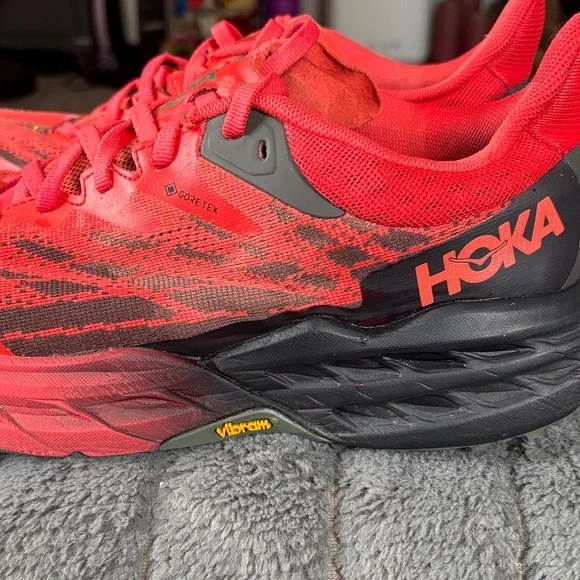 Hoka One One Speedgoat 5 Men's Running Shoes - Fiesta/Thyme -US 8D - Picture 5 of 11